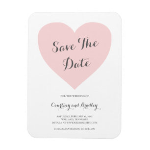 Magnet Flexible Typographie du Coeur rose mignon Mariage Enregistr