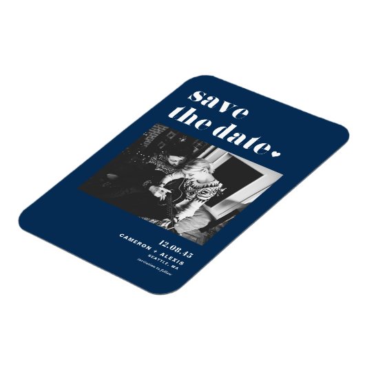 Magnet Flexible Typographie en gras Marine Photo en bleu Enregistr (Côté Gauche)