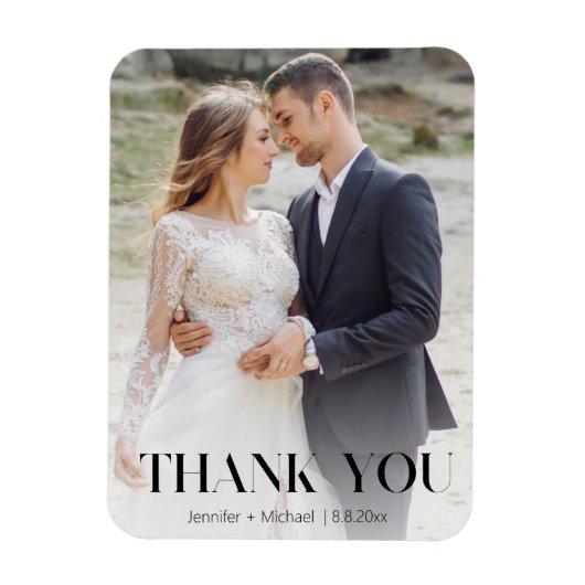 Magnet Flexible typographie mariage photo merci (Vertical)