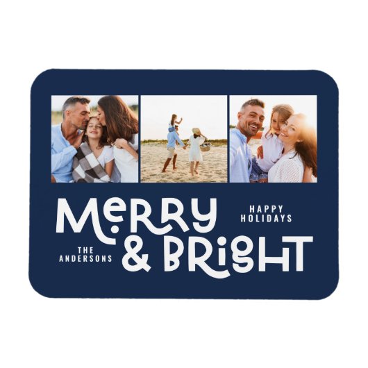 Magnet Flexible Typographie minimale moderne 3 photo Noël fun (Horizontal)