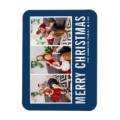 Magnet Flexible Typographie moderne Blue Photo Collage Noël (Vertical)