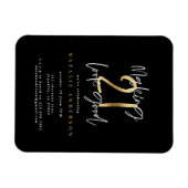 Magnet Flexible Typographie moderne de 21 ans noir et or (Horizontal)