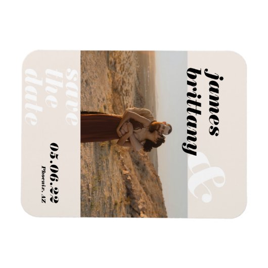 Magnet Flexible Typographie moderne en gras avec Mariage photo Enr (Horizontal)