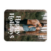 Magnet Flexible Typographie rétro Happy Holidays Photo (Horizontal)