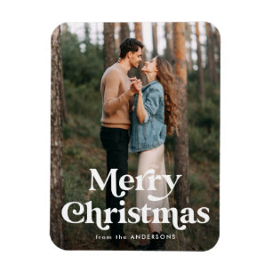 Magnet Flexible Typographie rétro Joyeux Noël Photo de Noël