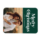 Magnet Flexible Typographie rétro Joyeux Noël vert Photo (Horizontal)