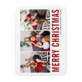 Magnet Flexible Typographie rouge Joyeux Noël Trois photos Collage (Vertical)