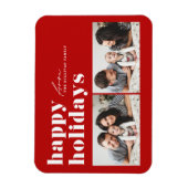 Magnet Flexible Typographie rouge rétro Joyeuses Fêtes Deux photos (Vertical)