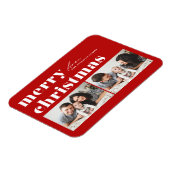 Magnet Flexible Typographie rouge Retro Joyeux Noël Deux photos (Côté Gauche)