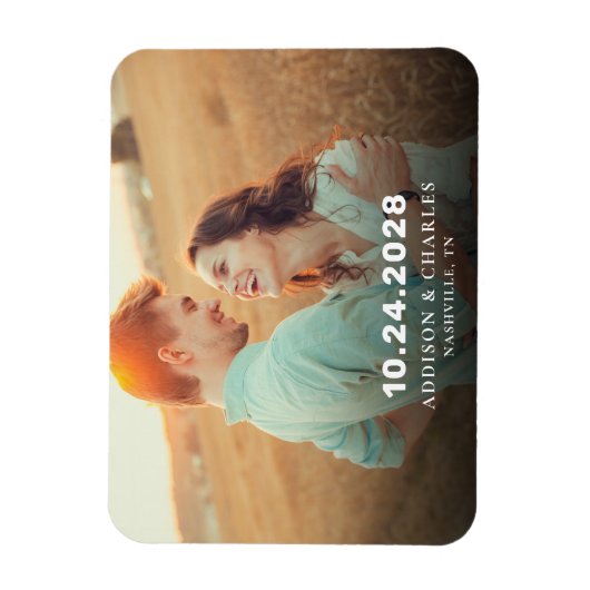 Magnet Flexible Typographie simple Enregistrer le Mariage de date (Vertical)