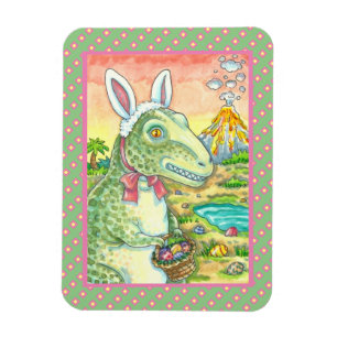 MAGNET FLEXIBLE TYRANNOSAURUS, CUTE T-REX, EASTER BUNNY DINO