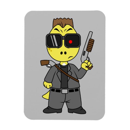 Magnet Flexible Tyrannosaurus Rex Habillé Comme Terminator. (Vertical)