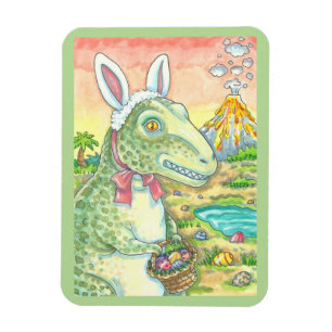 Magnet Flexible TYRANNOSAURUS T REX EASTER BUNNET rectangle