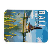 Magnet Flexible Ulun Danu Beratan Temple Indonésie Aquarelle (Horizontal)