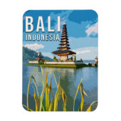 Magnet Flexible Ulun Danu Beratan Temple Indonésie Aquarelle (Vertical)