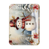 Magnet Flexible Un bonhomme de neige dans un Noël Casquette rouge (Vertical)