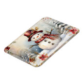 Magnet Flexible Un bonhomme de neige dans un Noël Casquette rouge (Côté Gauche)