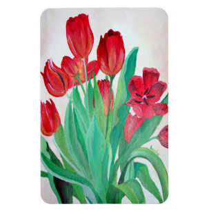 Magnet Flexible Un bouquet de tulipes rouges