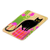 Magnet Flexible Un Chat Noir Avec Des Usines (Côté Gauche)