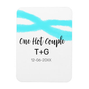 Magnet Flexible Un couple chaud aqua bleu ciel pastel un nom date
