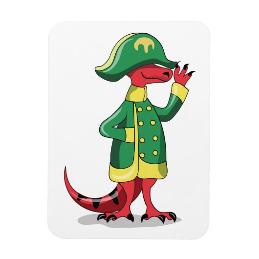 Magnet Flexible Un Dessin Tyrannosaur Rex Habillé Comme Napoléon. (Vertical)