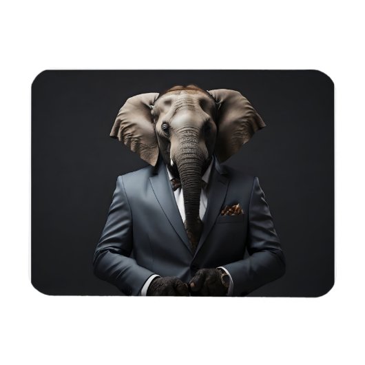 Magnet Flexible Un éléphant drôle en costume (Horizontal)