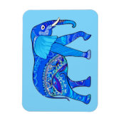 Magnet Flexible Un éléphant indien dans un Motif bleu arabesque (Vertical)