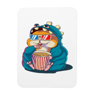 Magnet Flexible Un hamster drôle portant des lunettes mange du pop