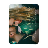 Magnet Flexible Un mariage de photos en or moderne sauvez la date (Vertical)