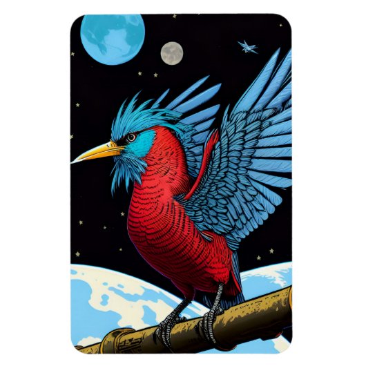 Magnet Flexible Un oiseau avec un bâton dans l'espace (Vertical)