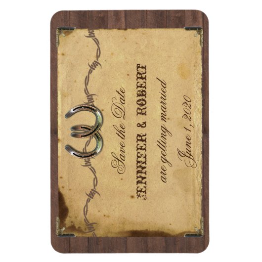 Magnet Flexible Un pays rustique en fer à cheval Mariage Enregistr (Vertical)