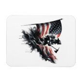 Magnet Flexible Un pompier américain.Drapeau des Etats-Unis. (Horizontal)
