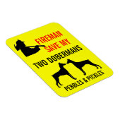 Magnet Flexible Un pompier sauve mes deux Dobermans (Côté Droit)