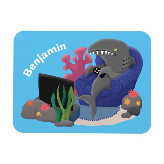 Magnet Flexible Un requin drôle en regardant la bande dessinée de (Horizontal)