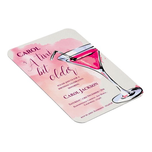 Magnet Flexible Un Tini Un Peu Plus Ancien Cocktail Rose Invitatio (Côté Droit)