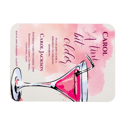 Magnet Flexible Un Tini Un Peu Plus Ancien Cocktail Rose Invitatio (Horizontal)