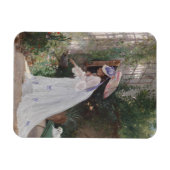 Magnet Flexible Une dame dans un jardin qui soigne ses fleurs avec (Horizontal)