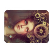 Magnet Flexible Une femme imaginaire avec des engrenages de steamp (Horizontal)