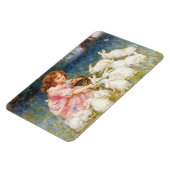 Magnet Flexible Une fille nourrit les lapins (par Frederick Morgan (Côté Gauche)