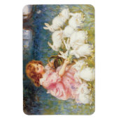 Magnet Flexible Une fille nourrit les lapins (par Frederick Morgan (Vertical)