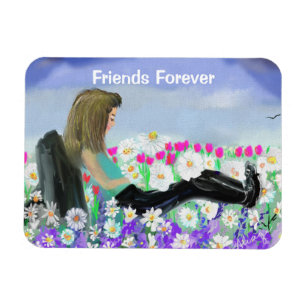 Magnet Flexible Une jeune femme dans un champ de marguerites