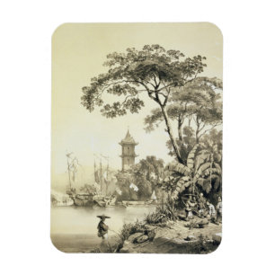 Magnet Flexible Une pagoda sur le canal de Macao-Canton, plaquent