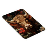 Magnet Flexible Une vache Brown dans les fleurs (Côté Droit)