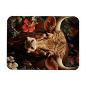 Magnet Flexible Une vache Brown dans les fleurs (Horizontal)
