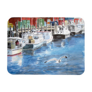 Magnet Flexible Union Wharf Portland, Aquarelle du Maine