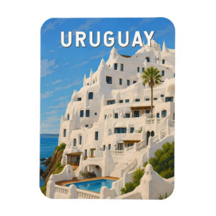 Magnet Flexible Uruguay Casapueblo Illustration Voyage Art Rétro