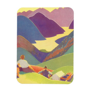 Magnet Flexible Vacances familiales vintage, pique-nique dans les 