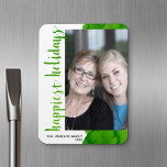 Magnet Flexible Vacances les plus agréables Moderne Hors Centre 1<br><div class="desc">Le vert de Noël - Utilisez une photo verticale pour créer un accueil de Noël Joyeux unique et branché avec un éclat d'aquarelle lumineux et joyeux. Ce design a un aspect abstrait avec des éléments peints et une police manuscrite. Si vous avez besoin de déplacer quelque chose, cliquez sur le...</div>