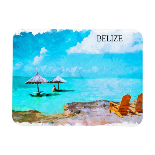 Magnet Flexible Vacances plage de Belize tropical (Horizontal)