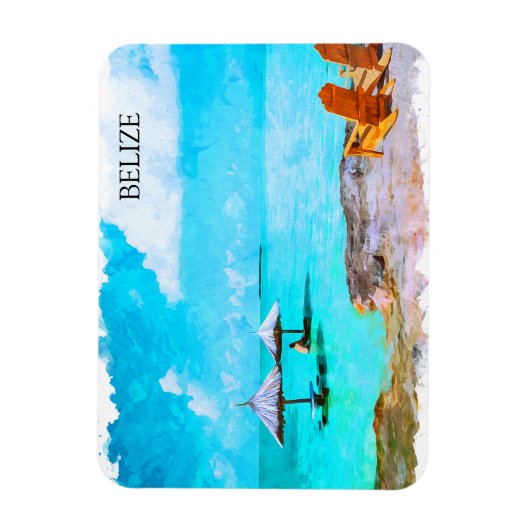Magnet Flexible Vacances plage de Belize tropical (Vertical)